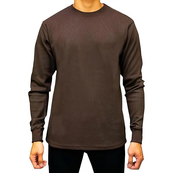 JLGUSA Men Heavy Weight Plain Thermal Long Sleeve Waffle Shirts